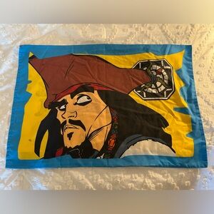 Cartoon Captain Jack Sparrow pillowcase. Pirates of the Caribbean bedding